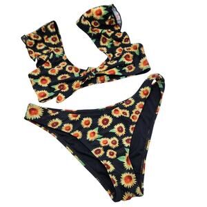 Heat Swimwear Sunflower Print Bikini Set Size Small